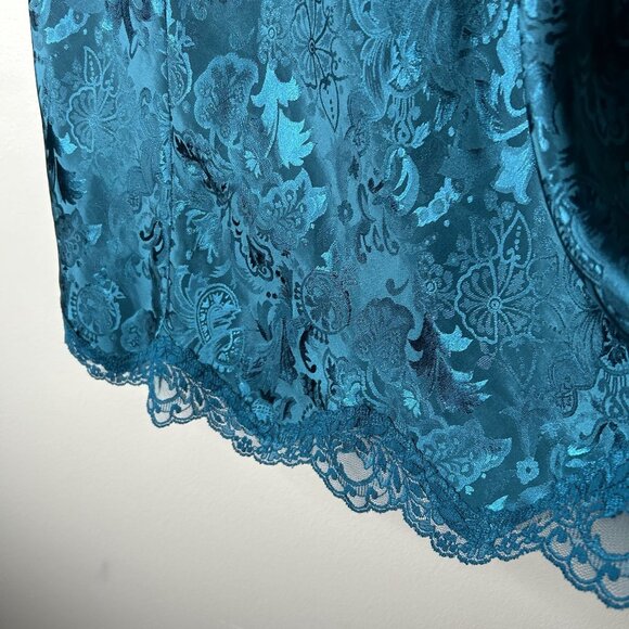 Victoria's Secret GOLD LABEL Blue Green Satin Nightgown Women's Size Medium M - Picture 4 of 6